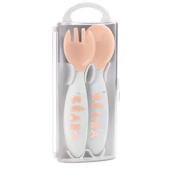 BEABA 2Nd Age Training Fork And Spoon (Storage Case Included) Pink. 100% оригинал