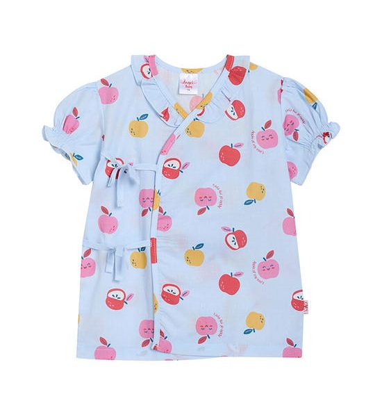Angel Baby Unisex Infant Pyjamas Shirt Short Sleeves Apple Print Light Blue. 100% оригинал