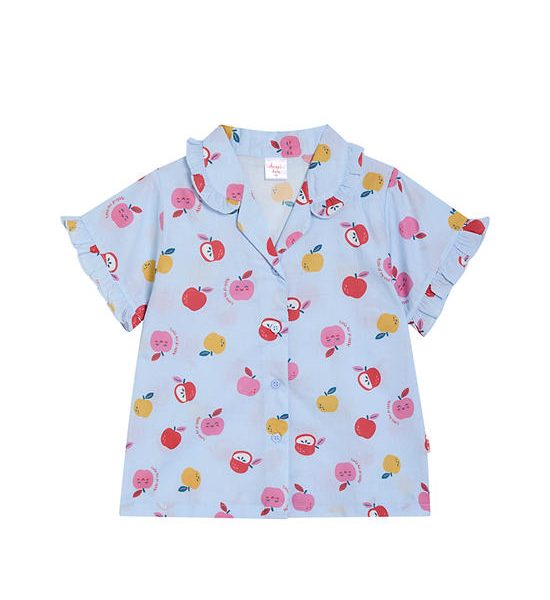 Angel Baby Girl Toddler Pyjamas Shirt Short Sleeves Apple Print Light Blue. 100% оригинал