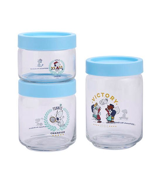 CENTRAL HOME Stax Jar with Lid 3 Set Snoopy Sky Blue. 100% оригинал