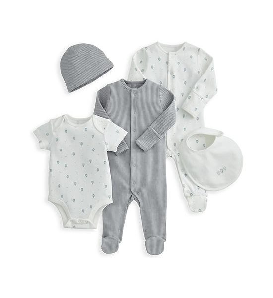 MAMAS & PAPAS Boy Toddler Bodysuit Set Hot Air Balloon 5 Pcs Blue. 100% оригинал