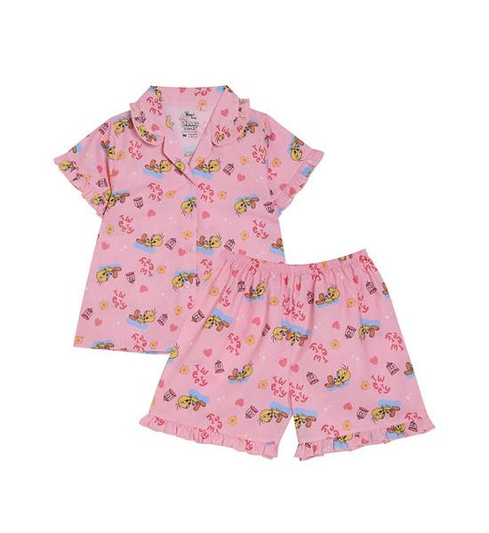 Angel Baby Girl Toddler Pyjamas Shirt Short Sleeves + Shorts Tweety Pink. 100% оригинал