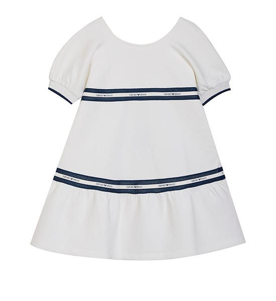 EMPORIO ARMANI Girl Dress Short Sleeves SS25 Snow White. 100% оригинал