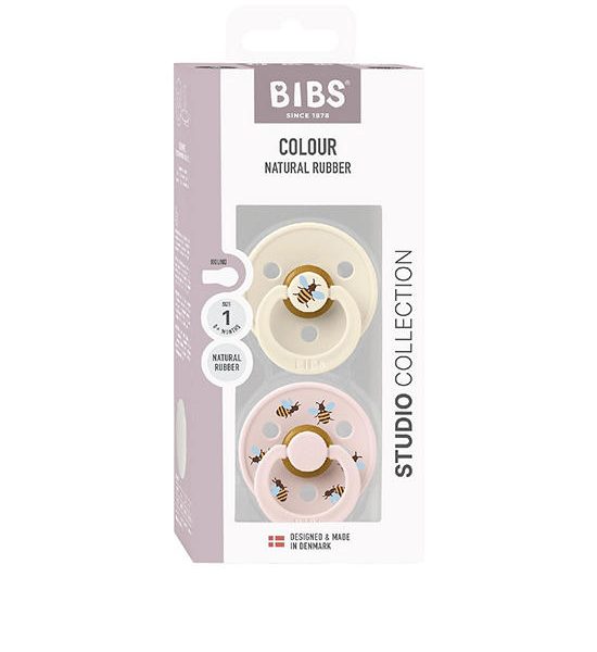 BIBS Pacifier Latex Studio Bumblebee Pack 2 pcs Size 1 Ivory Mix. 100% оригинал