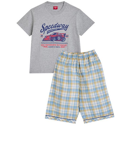 ANGEL KIDS Boy Pyjamas T-Shirt Short Sleeves + Shorts Summer Print Gray. 100% оригинал