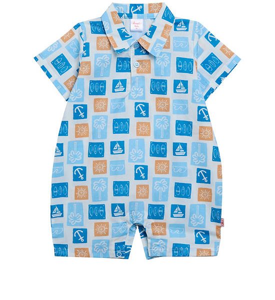 Angel Baby Infant Romper Short Sleeves Summer Sail Print Blue. 100% оригинал