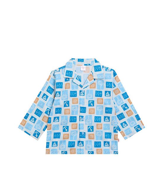 Angel Baby Boy Toddler Pyjamas Shirt Long Sleeves Summer Sail Print Blue. 100% оригинал