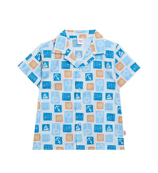 Angel Baby Boy Toddler Pyjamas Shirt Short Sleeves Summer Sail Print Blue. 100% оригинал