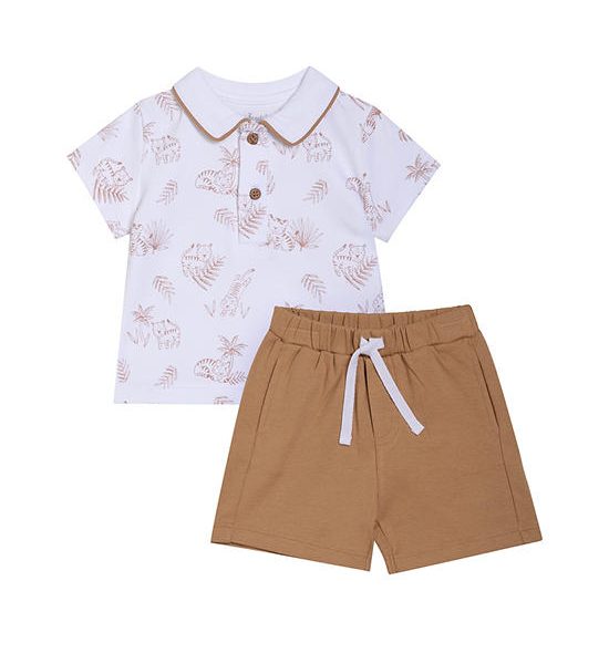 Angel Baby Boy Toddler Set Polo Shirt Short Sleeve + Shorts Brown. 100% оригинал