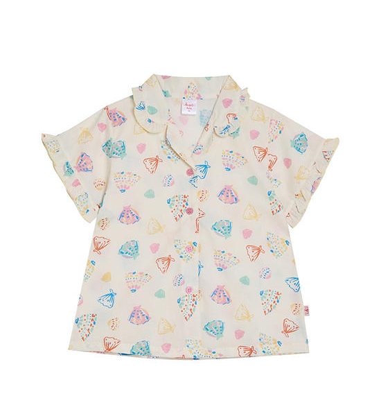Angel Baby Girl Toddler Pyjamas Shirt Short Sleeves Summer Shell Print Cream. 100% оригинал