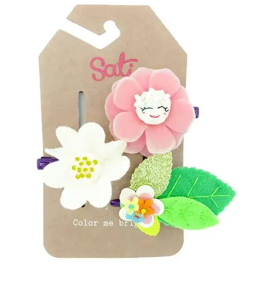 SATI ML. Flowers with Leaf Hair Clip Set 3 pcs. Multi-Color. 100% оригинал