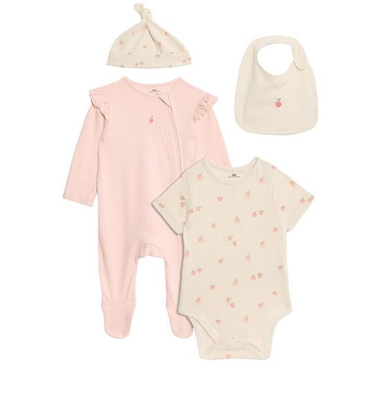 MARKS & SPENCER KIDS Girl Toddler Starter Set Pure Cotton Peach 4 pcs Pink Mix. 100% оригинал