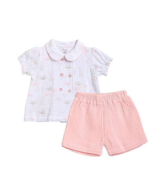 Angel Baby Girl Infant Set Short Sleeves Blouse + Short White. 100% оригинал