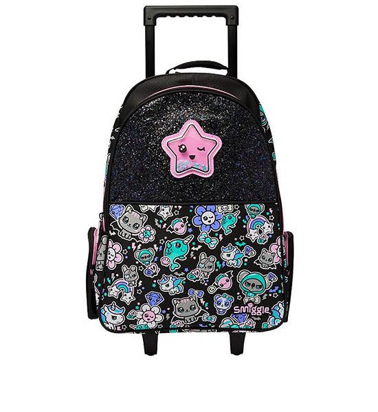 SMIGGLE Unisex Kid Trolley Backpack With Light Up Wheels Trailblazer Black Mix. 100% оригинал
