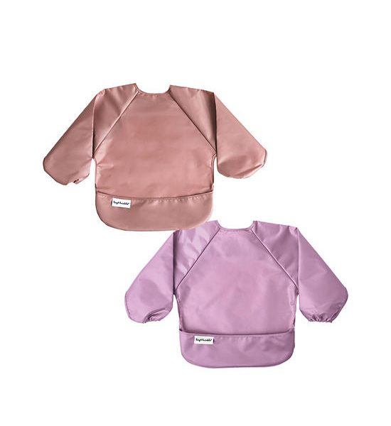 TINY TWINGLE Girl Toddler Bibs Sets Mess-proof Full Sleeve 2 Packs Taupe Lilac. 100% оригинал