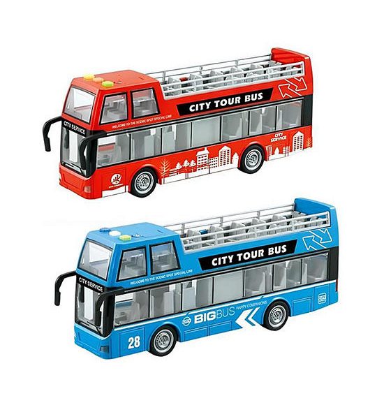 WISHER TOY Vehicle Toy City Tour Bus 1/16 Light & Sound Random Color (Red or Light Blue). 100% оригинал
