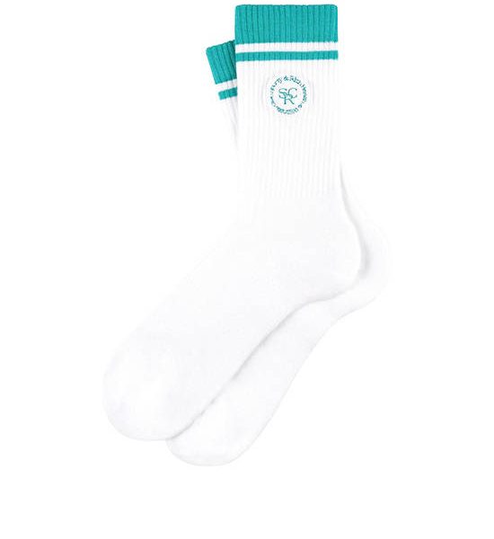SPORTY & RICH Unisex Socks SRHWC - White/Spring Green. 100% оригинал
