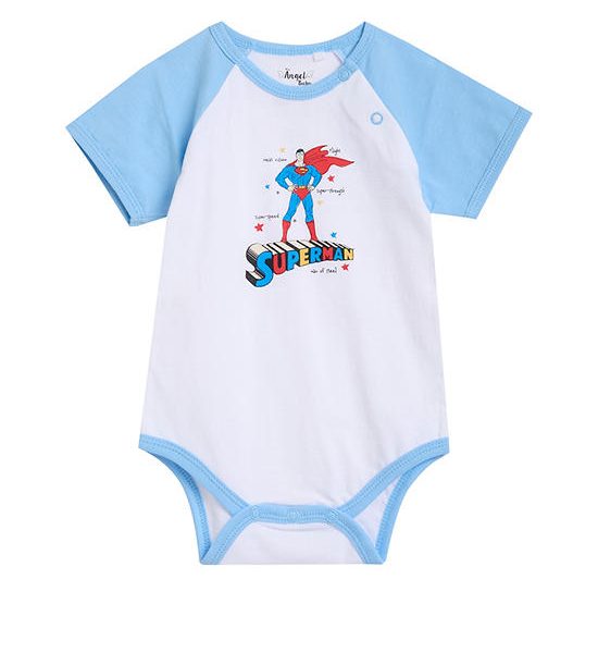 Angel Baby Boy Infant Jumpsuit Short Sleeves Superman White. 100% оригинал