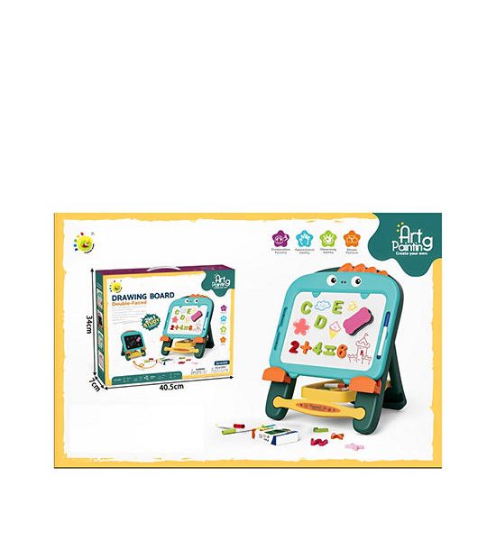 FIRST CLASSROOM Double-Faced Magnetic Drawing Board Dinosaur Light Blue. 100% оригинал