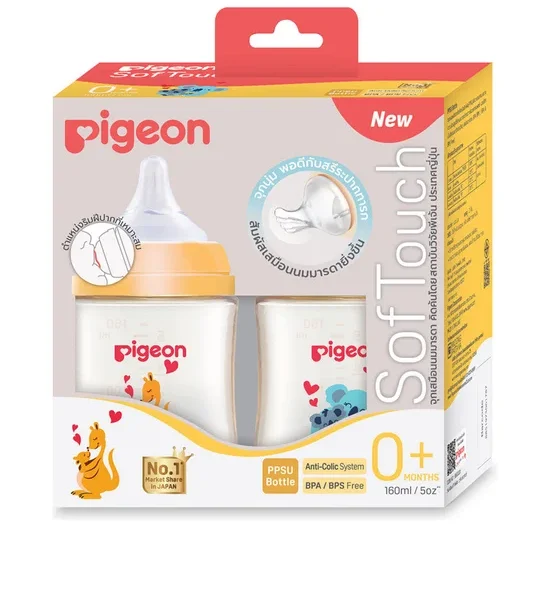 PIGEON Milk Bottle PPSU Mom Love 160 ml. Plus SS Pack 2. 100% оригинал