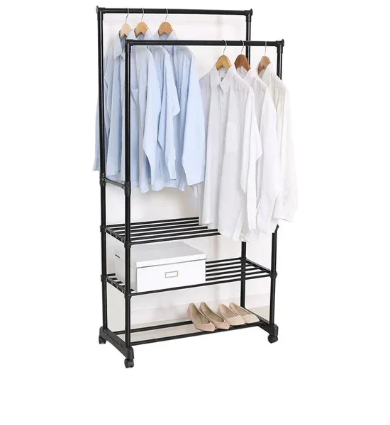 Eazy Clean Black clover Double Rail Garment Rack DBS2017KF14 78 x 39 x 165 cm Black. 100% оригинал
