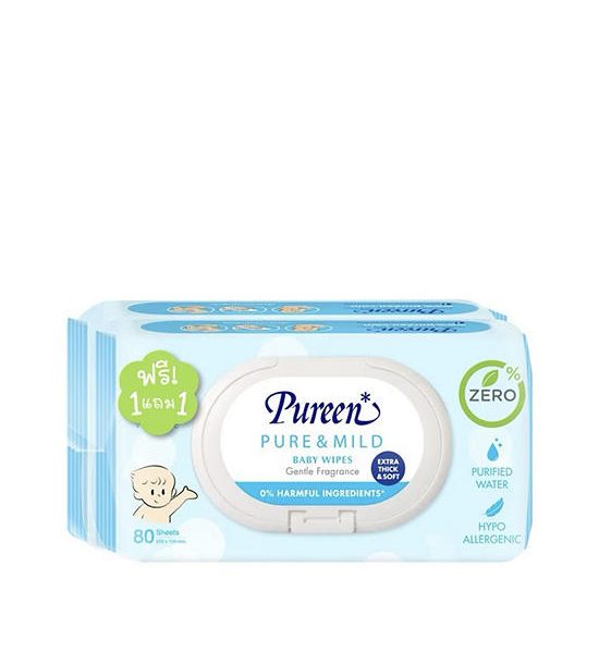 PUREEN Baby Wipes Pure & Mild 80 pcs Pack 2 Light Blue. 100% оригинал