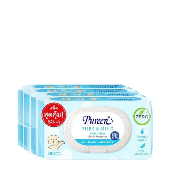 PUREEN Baby Wipe Pure & Mild 80 sheet x 4 pack. 100% оригинал