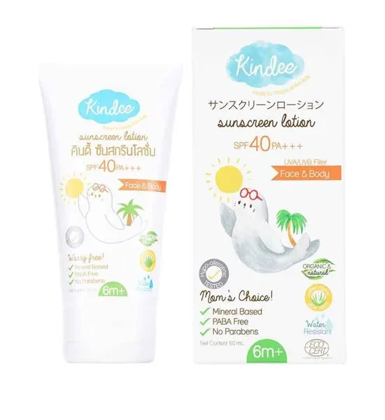 KINDEE Baby Sunscreen Water Resistant Mineral Base SPF40 PA++++ 50 mL. 100% оригинал