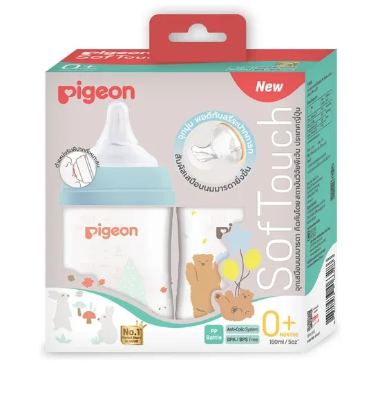 PIGEON Nurser PPWN Bear Rab Softouch 160 mL SS Pack 2. 100% оригинал