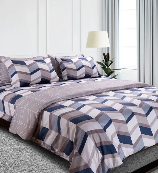 ESQUIRE Printed Cotton Satin Collection Fitted Sheet Set 6 Ft 3 Pcs Zigzag A Light Blue. 100% оригинал