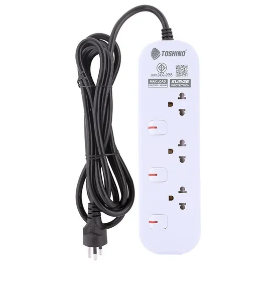 TOSHINO Powerstrip JT 16A 3 Sockets 3 M. JT33M White. 100% оригинал