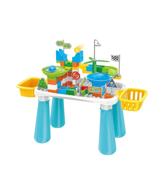 WANGDEK Block Toy DIY Creative Blocks Slide Railing Table 76 Pcs Light Blue. 100% оригинал