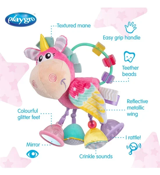 PLAYGRO Unicorn Activity Rattle Multi-Color. 100% оригинал