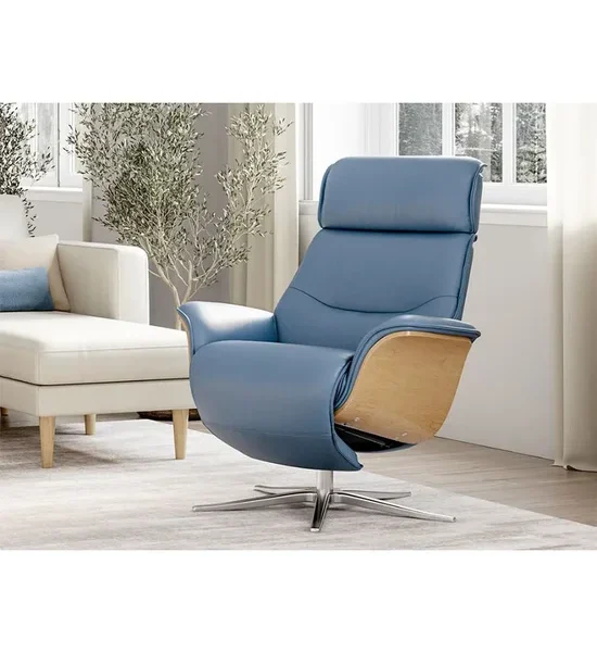 IMG (Pre-Order) Recliner - Model Space 5300 Made From Trend Leather Size Standard Lake Blue. 100% оригинал