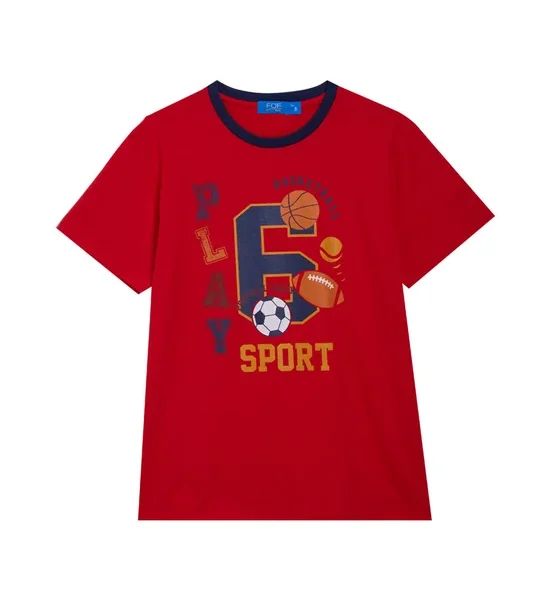 FOF KIDS Boy T-Shirt Short Sleeves Printed Play Sports Red. 100% оригинал