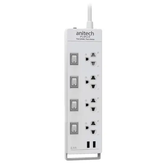 ANITECH (TIS.) Plug +2USB White. 100% оригинал