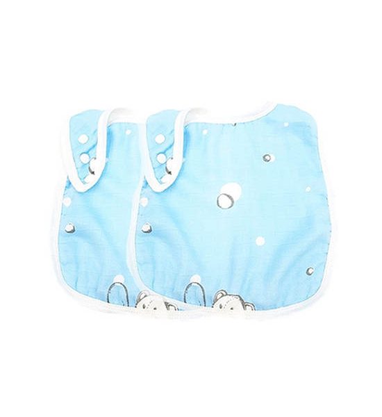 GROW Bamboo  Muslin NickNack Organic bib Pack of 2 Pcs. - Bubble Bear Crystal Blue. 100% оригинал