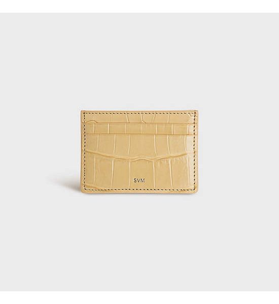 SVM CLASSIC CROCODILE CARD HOLDER IN POLISHED CORNSILK YELLOW. 100% оригинал