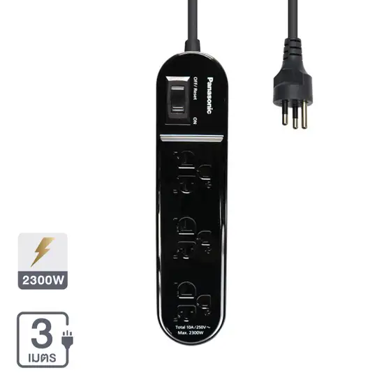 PANASONIC Black Power Strip 3 Socket 1 Switch WCHG 24332 B Size 3 M.. 100% оригинал