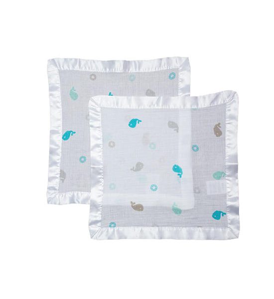 LULUJO 2-Pack Cotton Muslin Security Blankets - Baby Whales. 100% оригинал