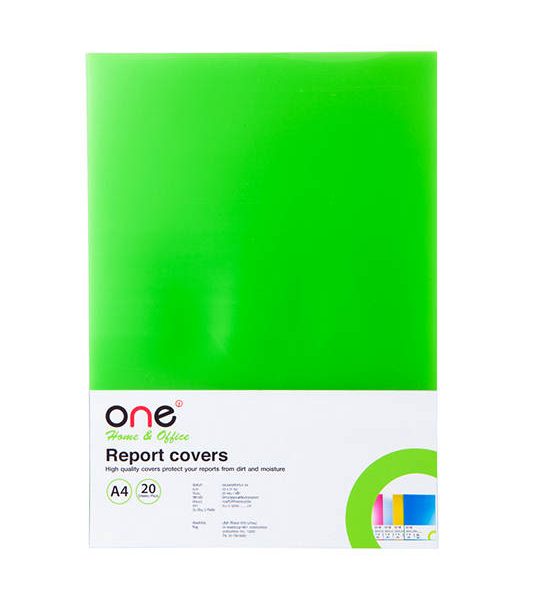 @ONE ONE แผ่นพลาสติกทำปก A4 สีเขียว แพ็ค 20 แผ่น. 100% оригинал