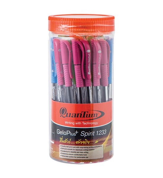 QUANTUM QUANTUM ปากกาลูกลื่น 0.5 มม. รุ่น 1233 ด้ามคละสี หมึกน้ำเงิน (36 ด้าม). 100% оригинал