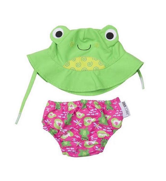Zoocchini Green UPF50+ Baby Swim Diaper & Sun Hat Set - Flippy the Frog for 3-6months. 100% оригинал