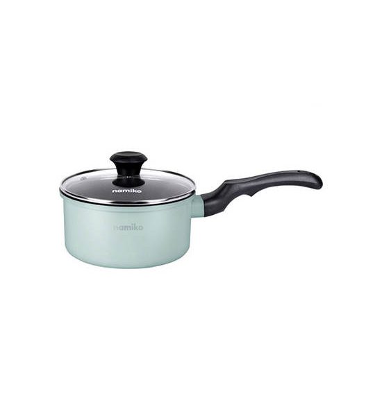 Namiko Lake Green Deep pot with nonstick handle with glass lid 18 Cm. NG-KM-01. 100% оригинал