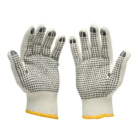 GIANT KINGKONG White-Black PVC Cotton Gloves No. 8401 Size 9 Inch. 100% оригинал
