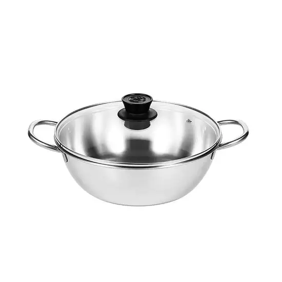 SEAGULL Shabu pot 26 cm. (glass lid) (Silver). 100% оригинал