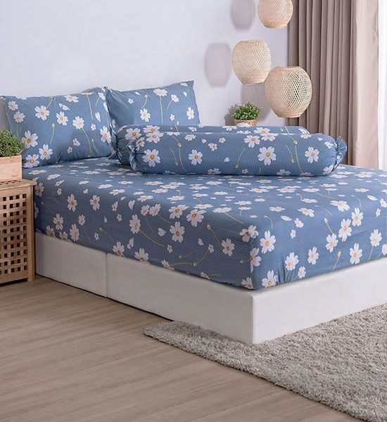 LUCKY MATTRESS 6 Ft. Md 021 Bed Sheet Micro Touch Flower Stlye Blue. 100% оригинал