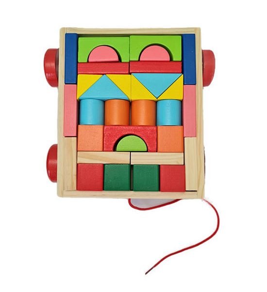 JKPTOYS Wooden toys to enhance the development of rickshaws, wooden blocks, 32 pieces.. 100% оригинал