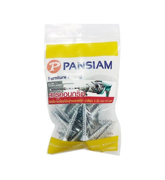 PAN SIAM Hi-Low Concrete Screw Taper Head/Flat CONTF-1032WZP Size 10 x 1 1/4 Inch (Pack 25 Pcs.). 100% оригинал