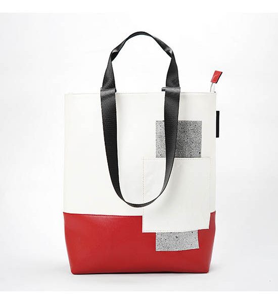 AKANEG FORM Red and White Zipper Tote Bag. 100% оригинал